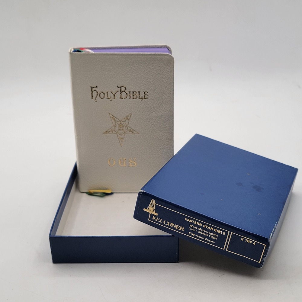 Holman Holy Bible Eastern Star OES KJV White S164A Vintage Boxed Masonic